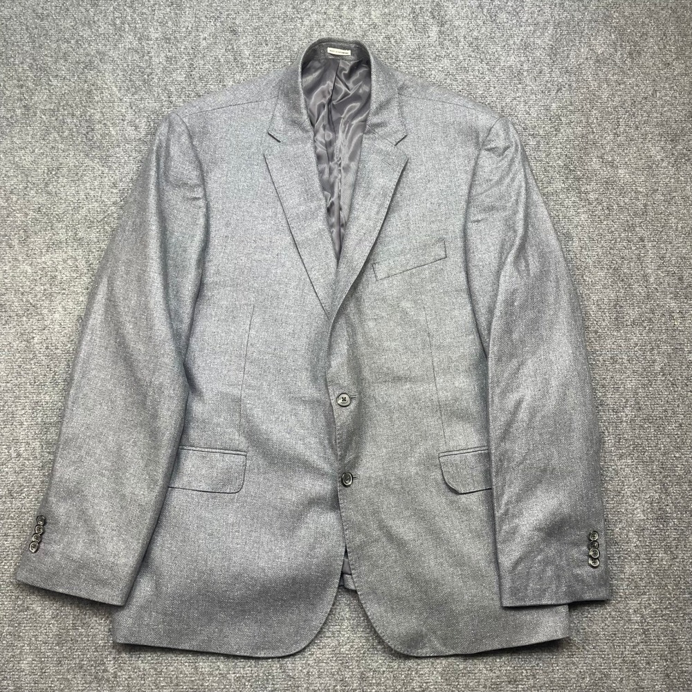 Joseph Abboud Grey Silk Herringbone Blazer Sport Coat Men 44R Lanificio Di Pray